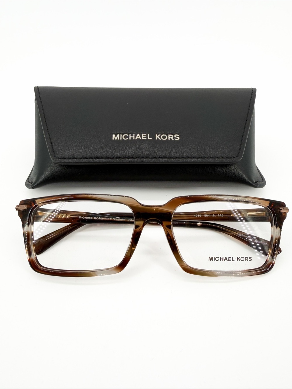 Michael Kors Grand Targhee MK4173U Rectangle Glasses Frames Brown Horn 56-18 NEW